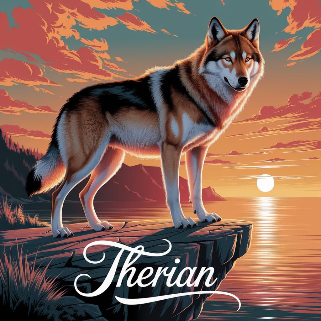 Majestic Wolf Amidst Sunset Serenity