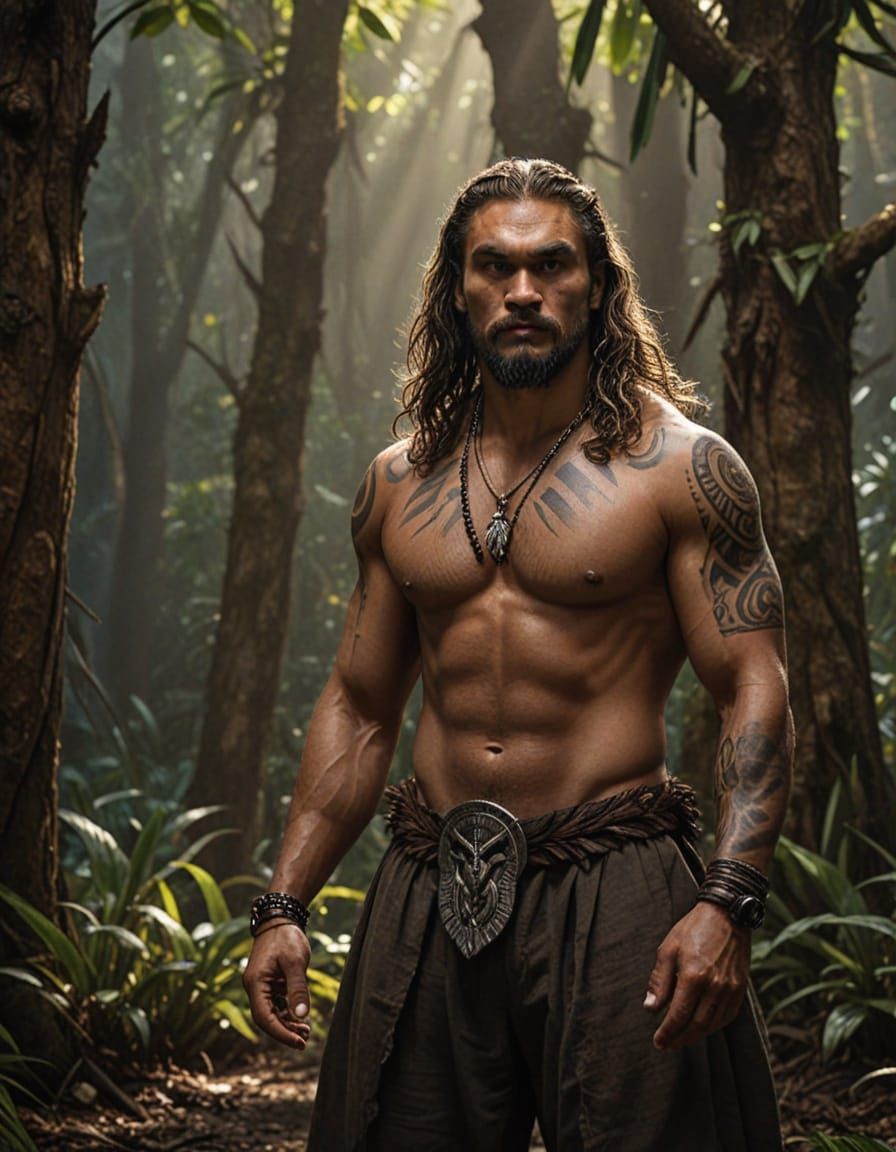 Jason Momoa in Traditional Hawaiian Attire, Hyper-Realistic ...