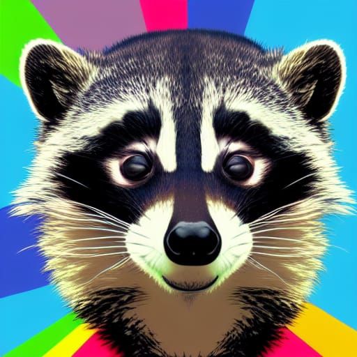 Geometric Raccoon in Pop Art Style
