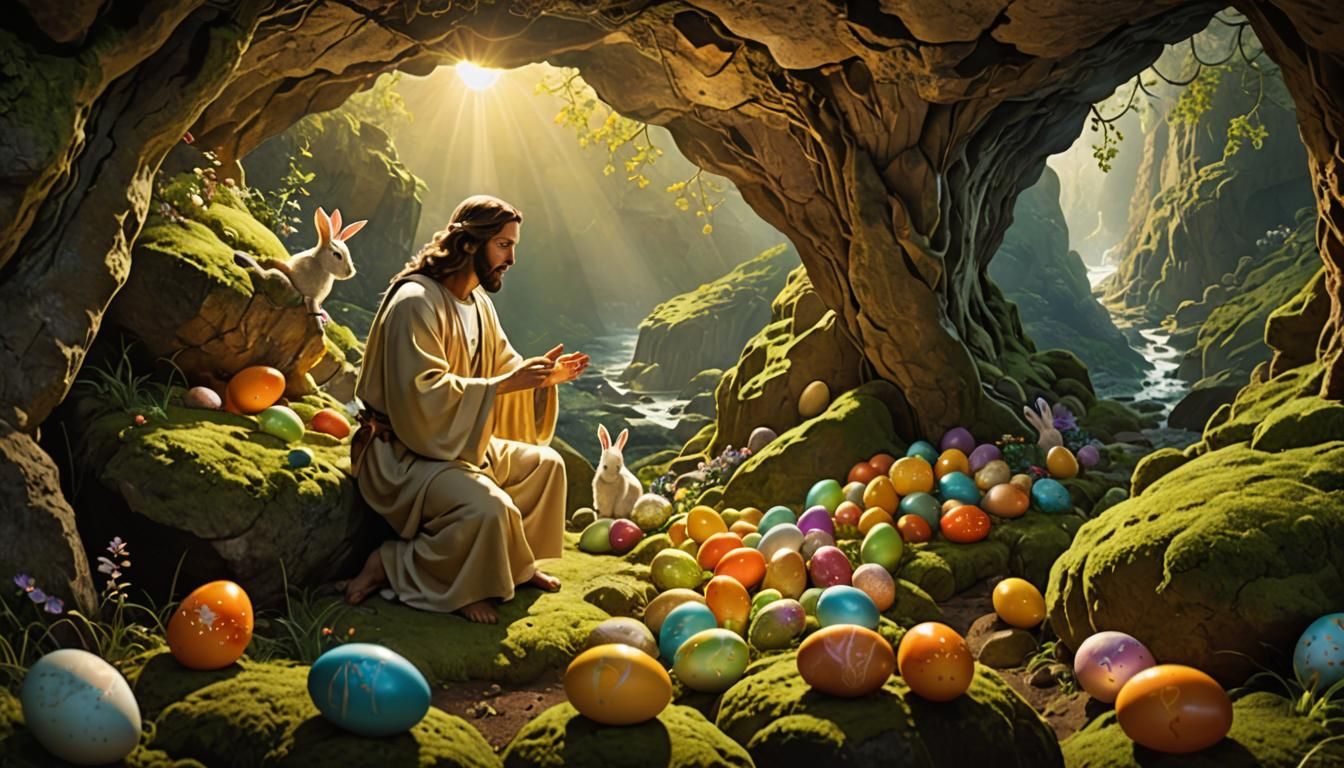 After very tough negotiations, Jesus was able to profitably sell his Easter eggs to the Easter Bunny.
