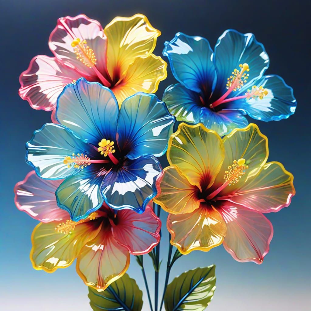 Shimmering Translucent Crystal Hibiscus Flowers