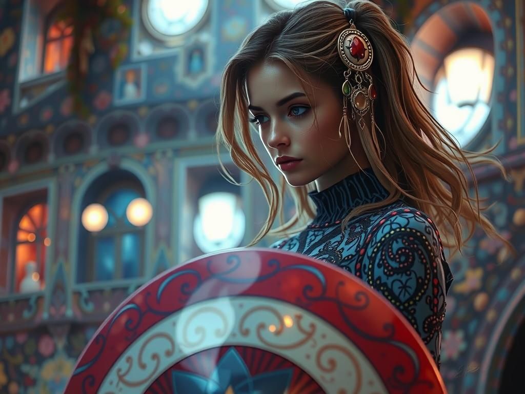 Night Sky Oil Painting in Klimt Art Nouveau Style