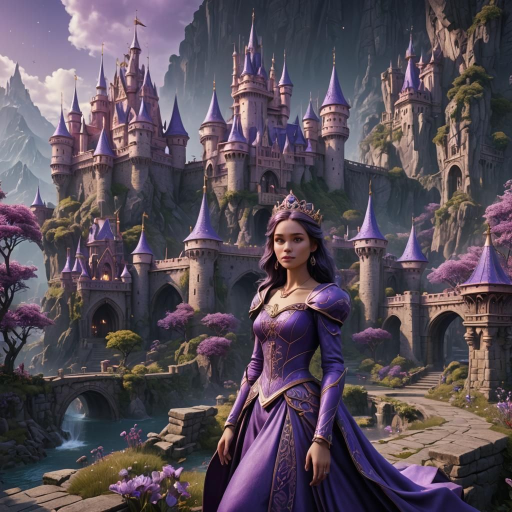 Detailed Purple Princess Fantasy Concept Art
