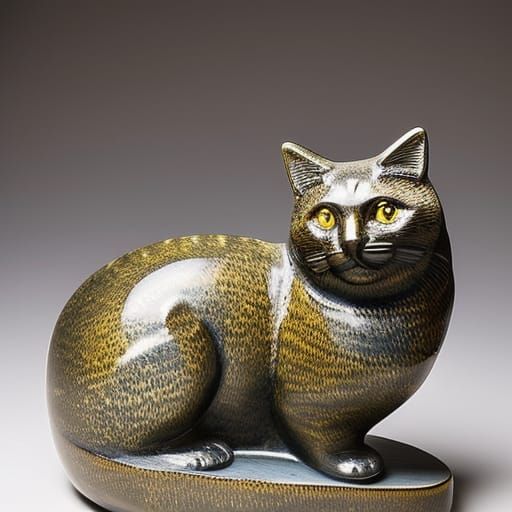 Abyssinian Cat Ceramic Sculpture in Artistic Styles