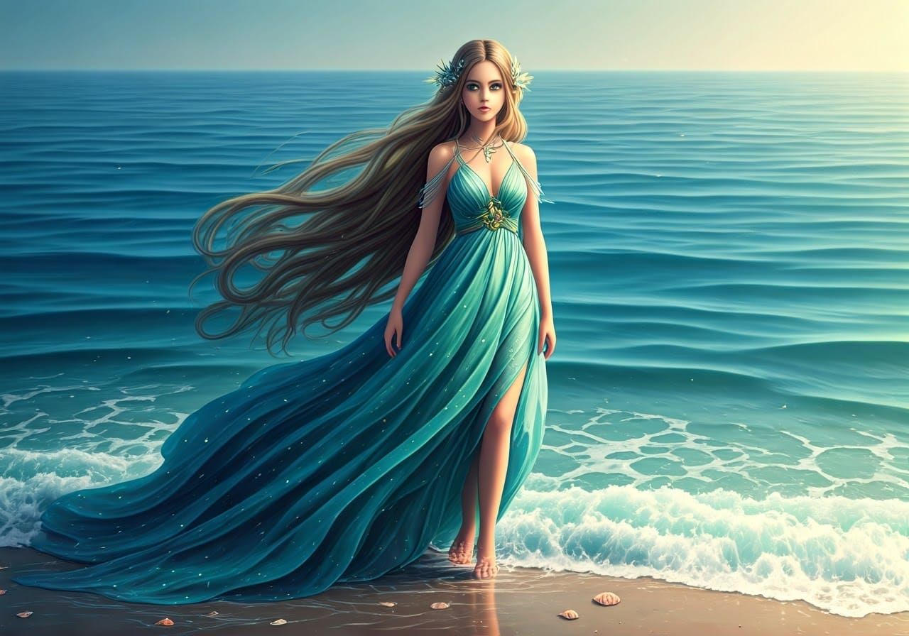 Ethereal Water Goddess in Soft Pastel Hues