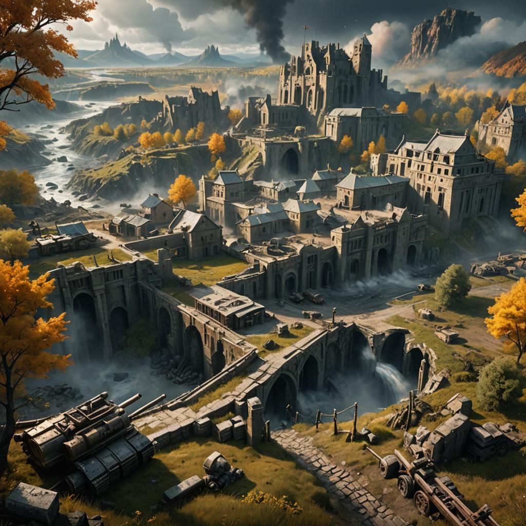 Detailed WWII Battlefield Matte Painting