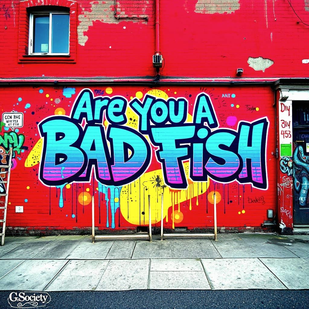 Colorful Street Art on Red Brick Wall