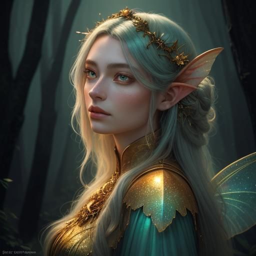 Mystical Forest Woman with Golden Eyes