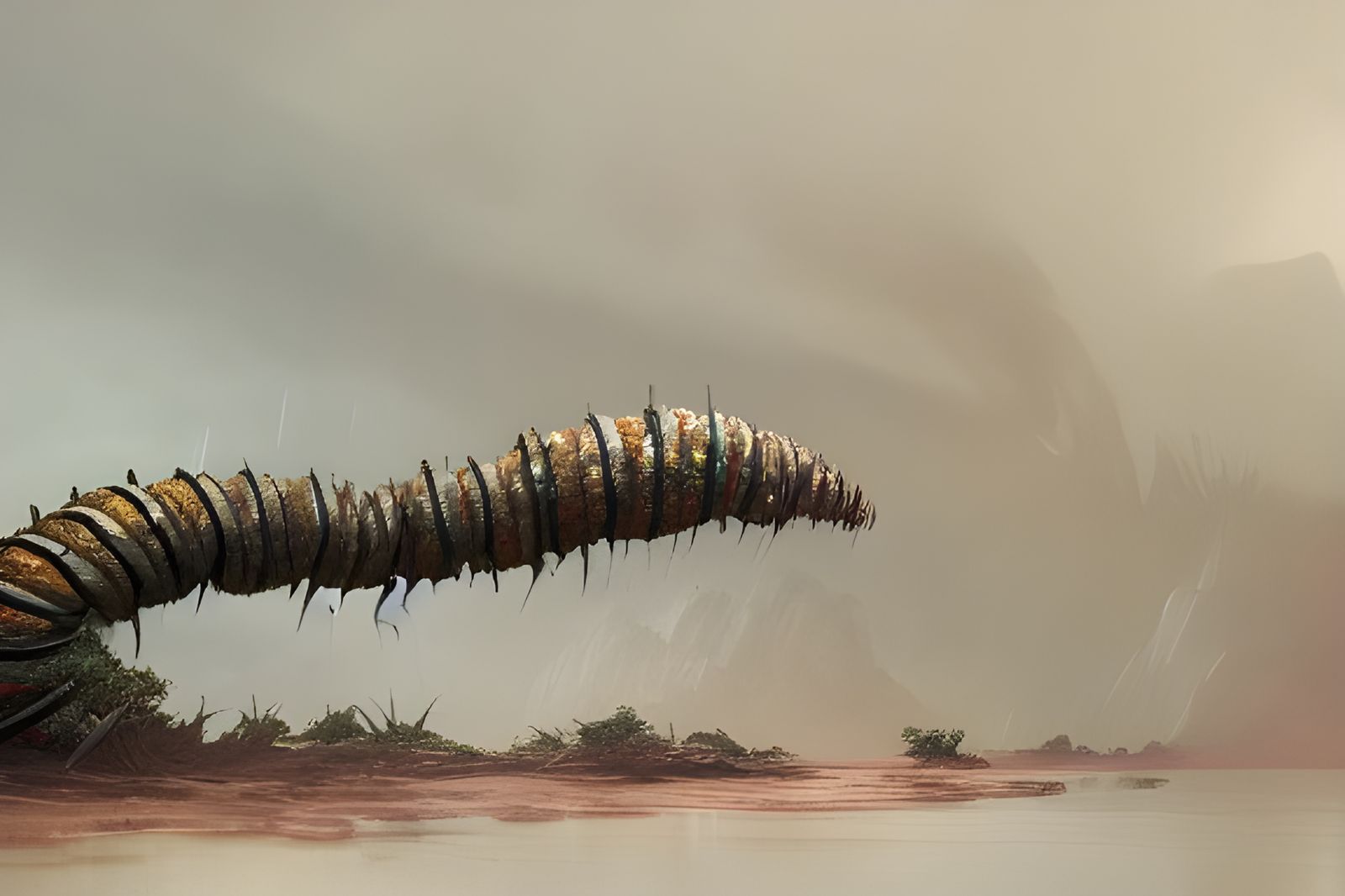 Giant Killer Caterpillar: A Hyperrealistic Dark Fantasy