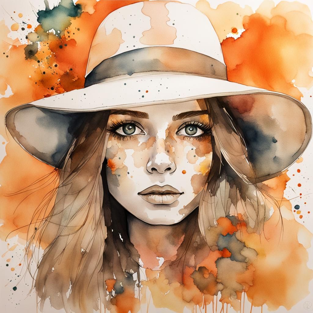 70's Portrait in Sara Moon Watercolor Style