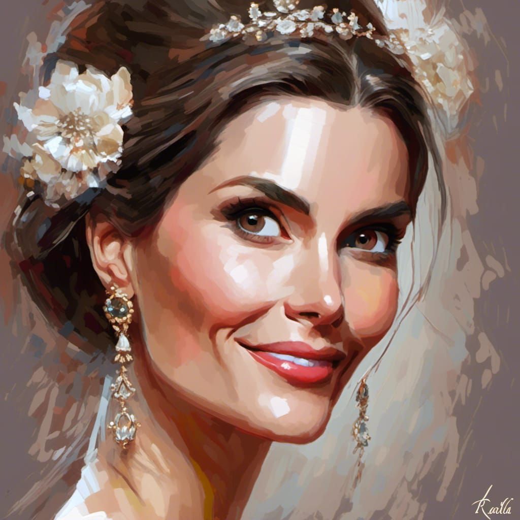 Queen Letizia Caricature in Royal Style