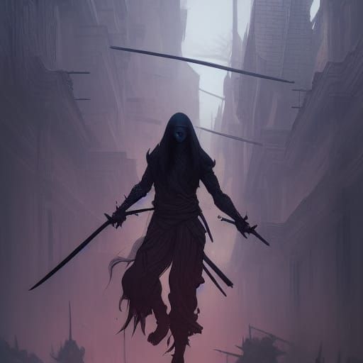 Ninja Assassin in Hyperdetailed Dark Fantasy Art