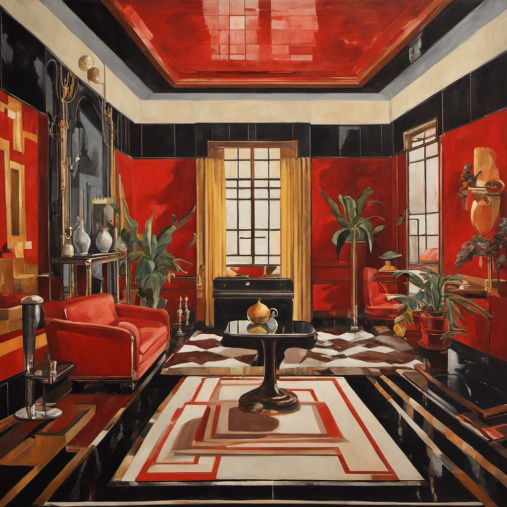 Art Deco Room in Oil Painting Style