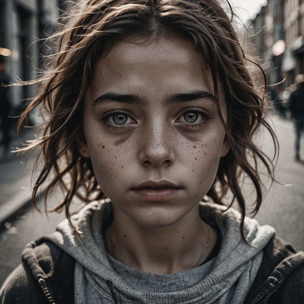 Girl Walking: Close-Up Street Portrait
