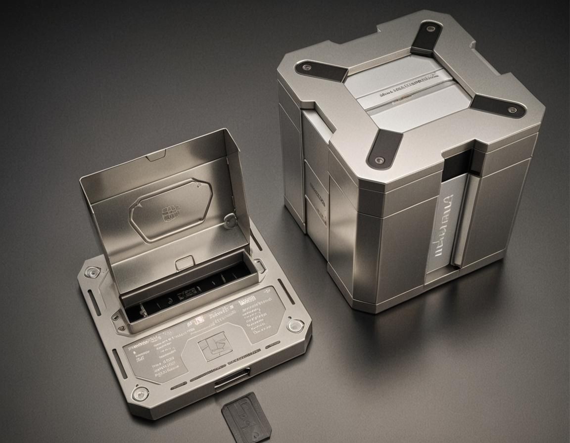 Minimalist Metallic Box with Lights: Concept Art