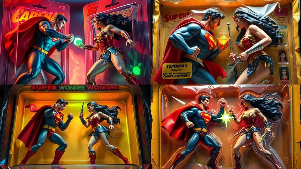 Retro Superhero Showdown in Comic-Book Style