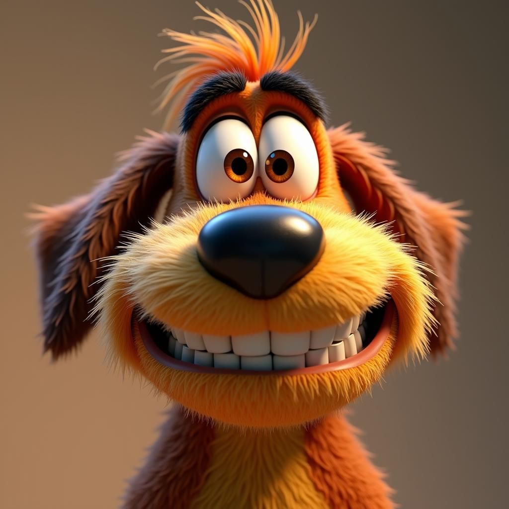 Muttley 3D Cartoon Close-up with Sour Expression