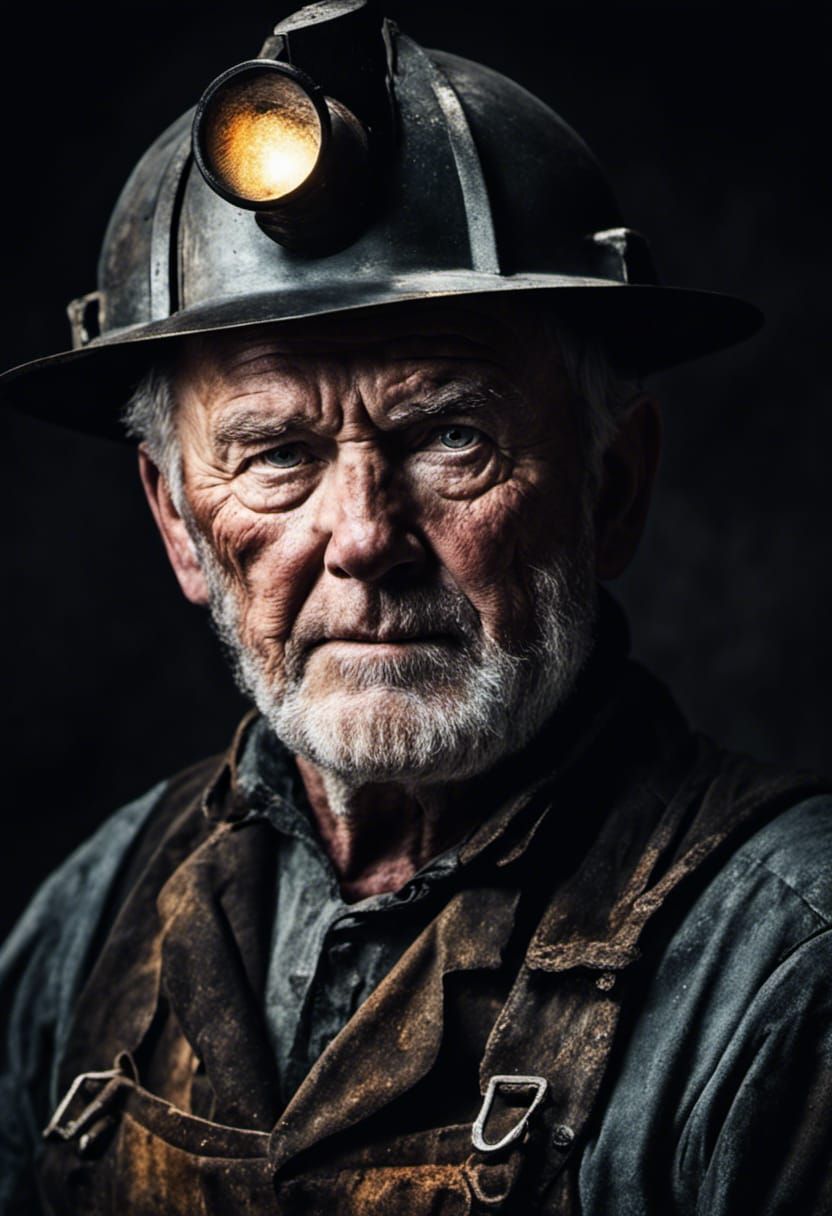 dramatic portrait of a coal miner