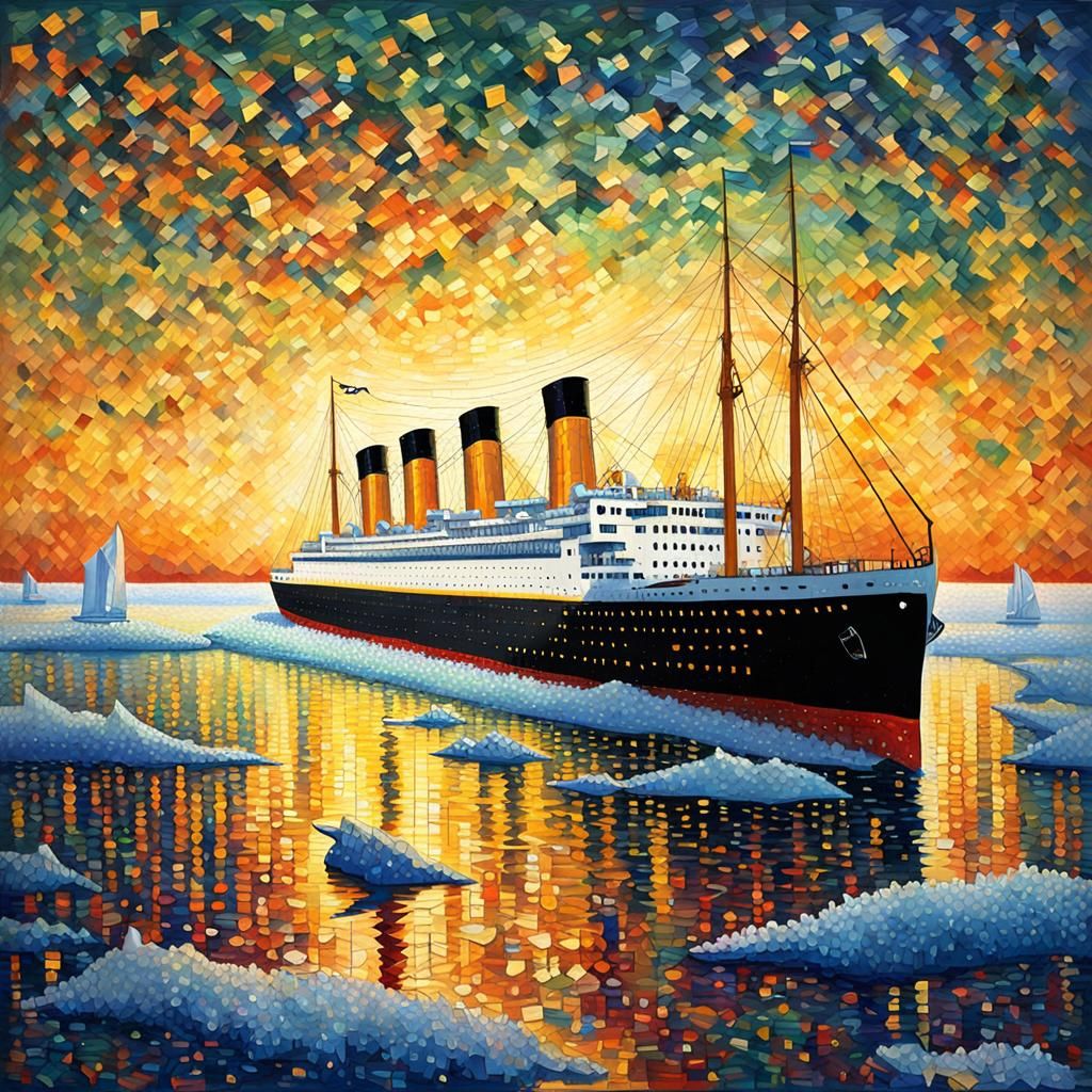 Titanic Sails: A Neo-Impressionist Seascape