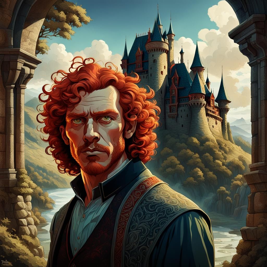 Red-Haired Man in Transylvania: Dark Fantasy Art
