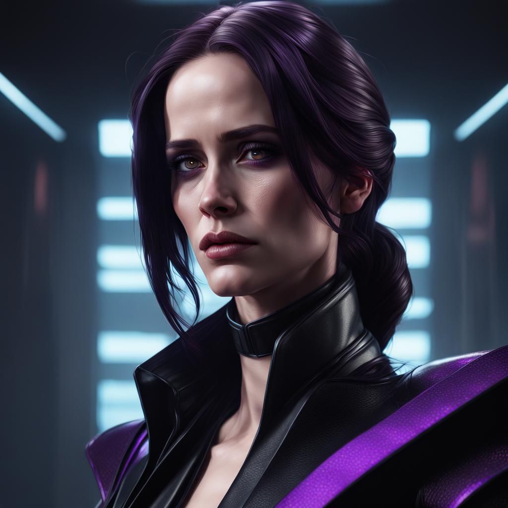 Hyperrealistic Sith Lady Portrait in Sci-Fi Setting