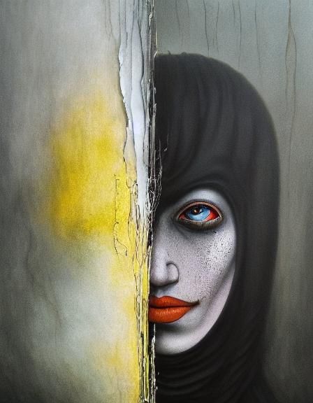 Ethereal Horror: Surreal Portrait in Beksiński Style