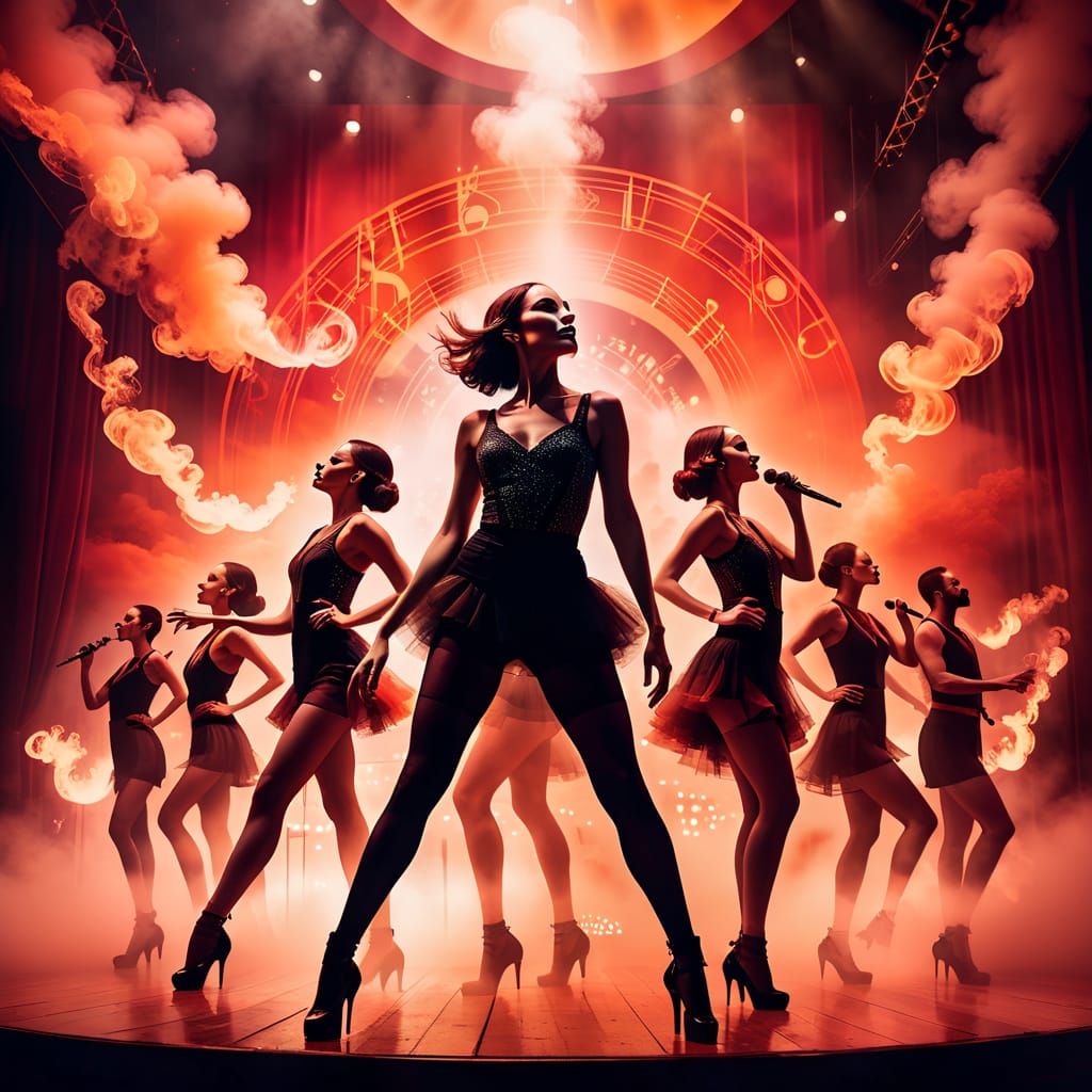 Cabaret Stage Double Exposure in Dreamy Digital Art