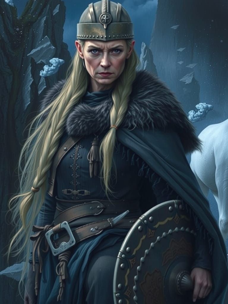 Weathered Viking Warrior in Epic Fjord Landscape