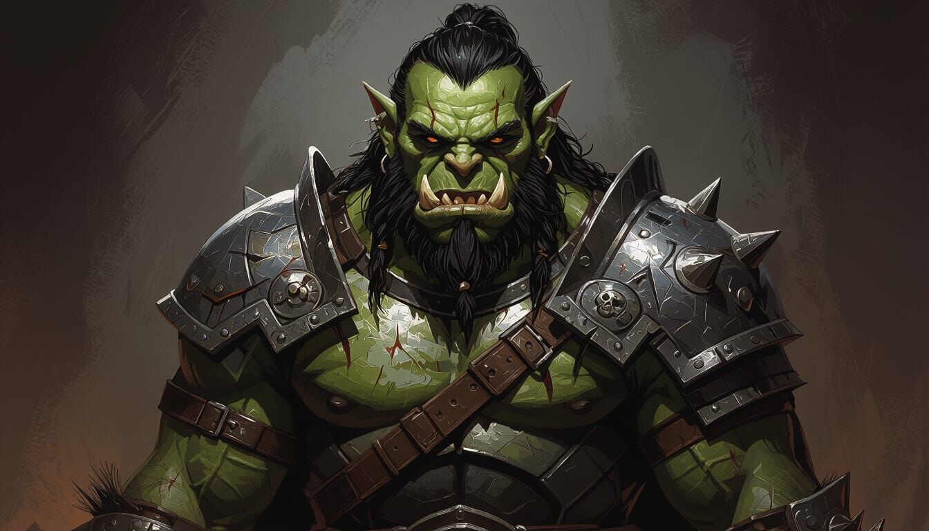 Formidable Orc Warrior Portrait in Dark Fantasy Style