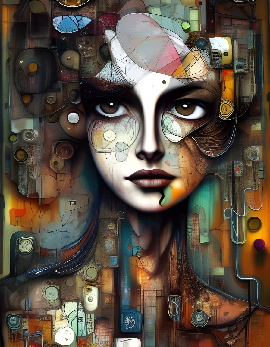 Surreal Geometric Portrait of a Madwoman