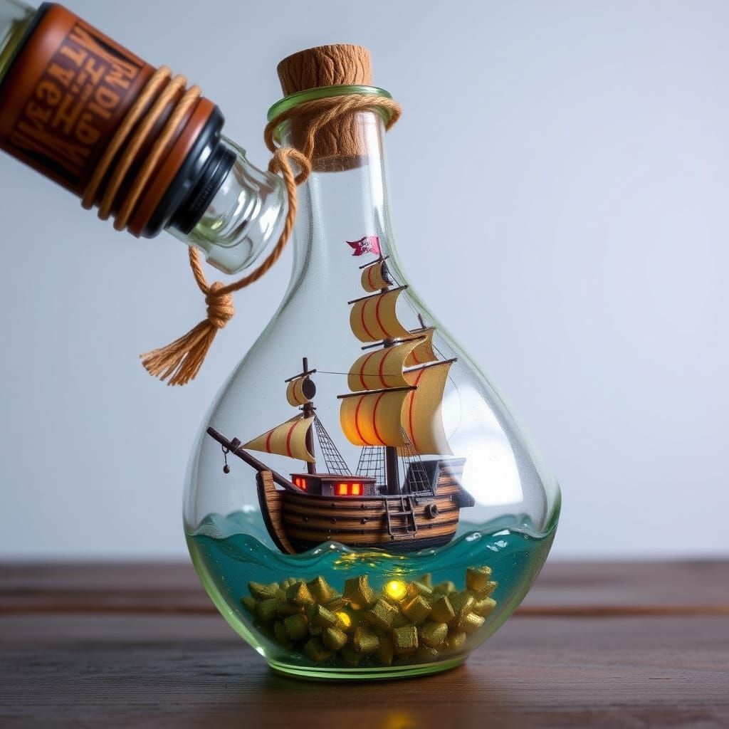 Pirate Ship in a Bottle: Nostalgic Maritime Art