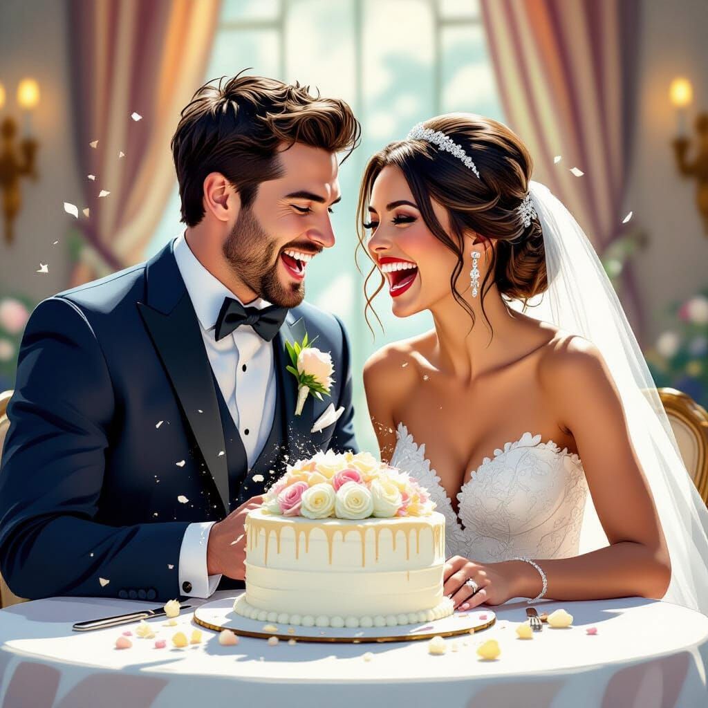 Comic Book Style Wedding Cake Fight