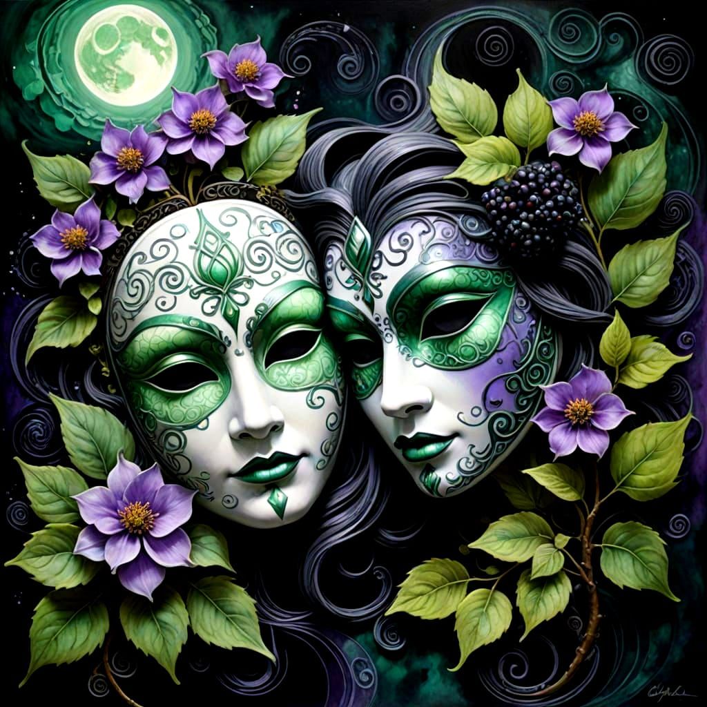 Masken verteufelter Waldgott und verteufelte Waldgöttin - Sh...