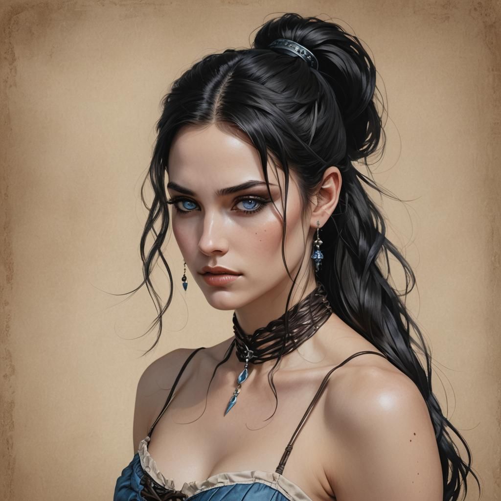 Serene Woman with Scar in Fantasy Concept Art