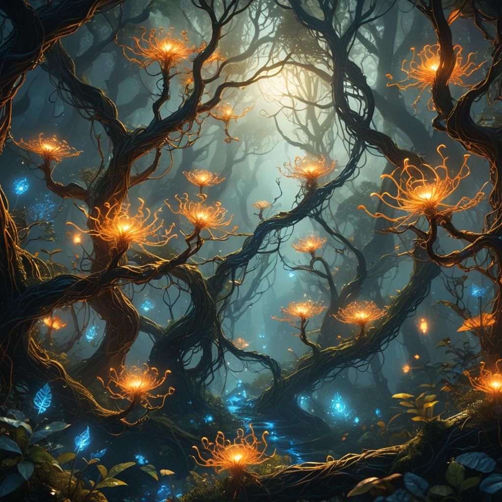 Lush Forest Web in Fantasy Matte Painting