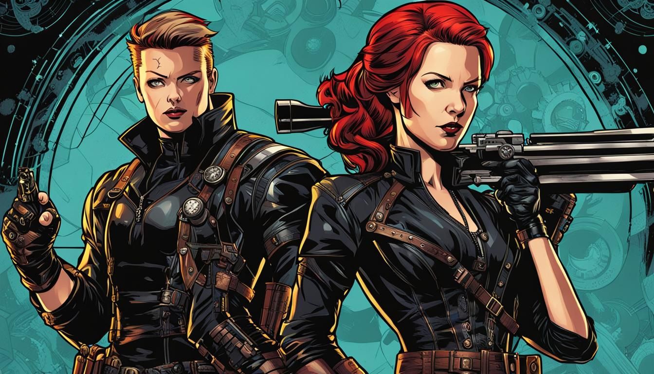 Steampunk Avengers: Black Widow and Hawkeye