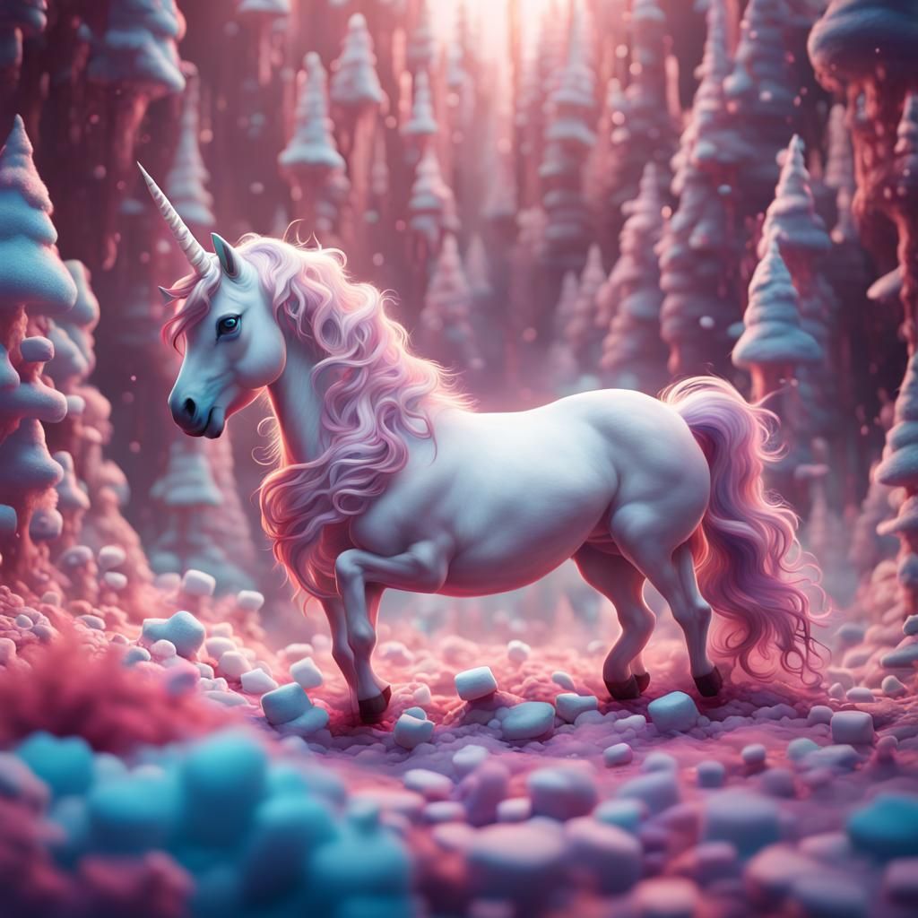 Marshmallow Unicorn in a Fantasy World