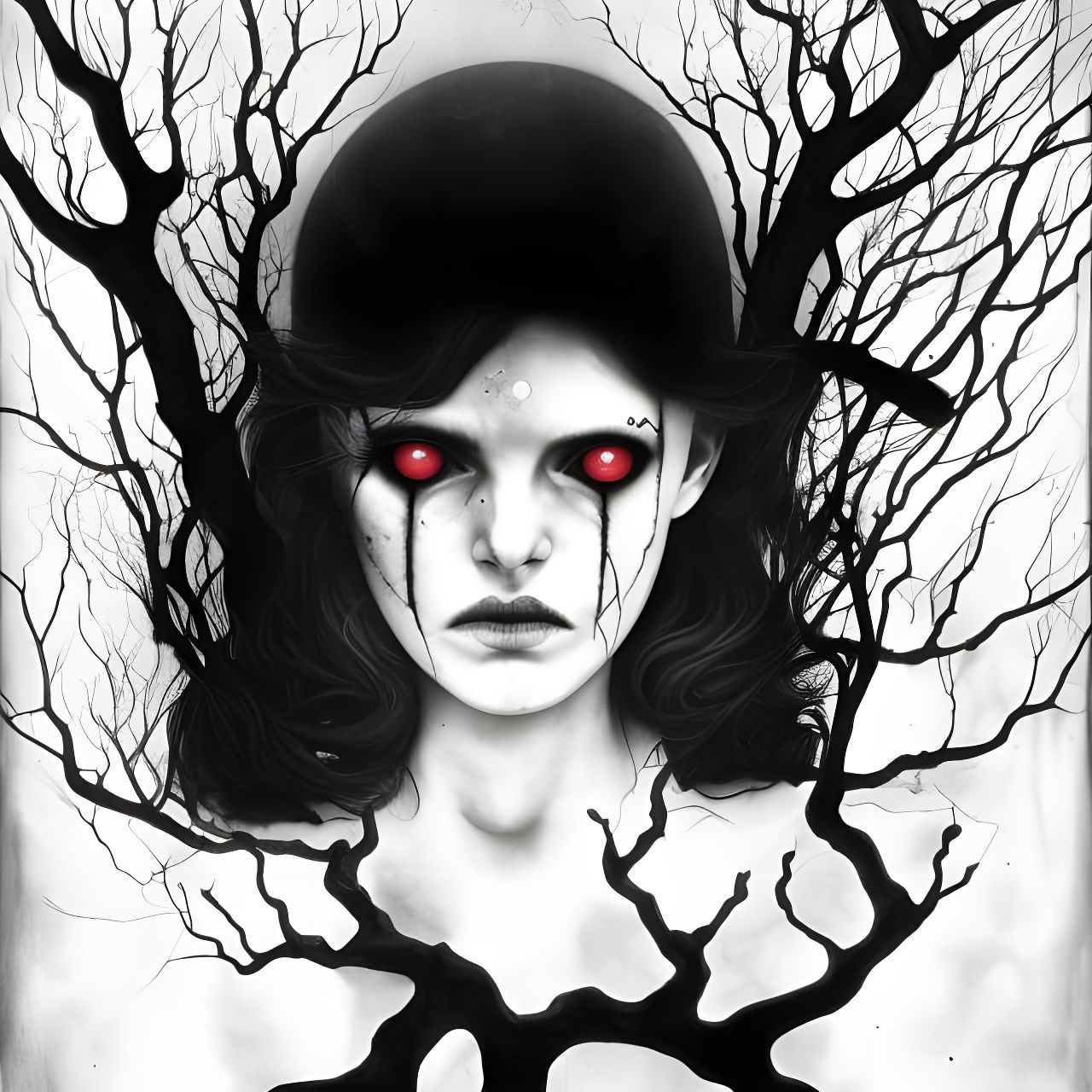 Gothic Horror Portrait in Hyperrealistic Style