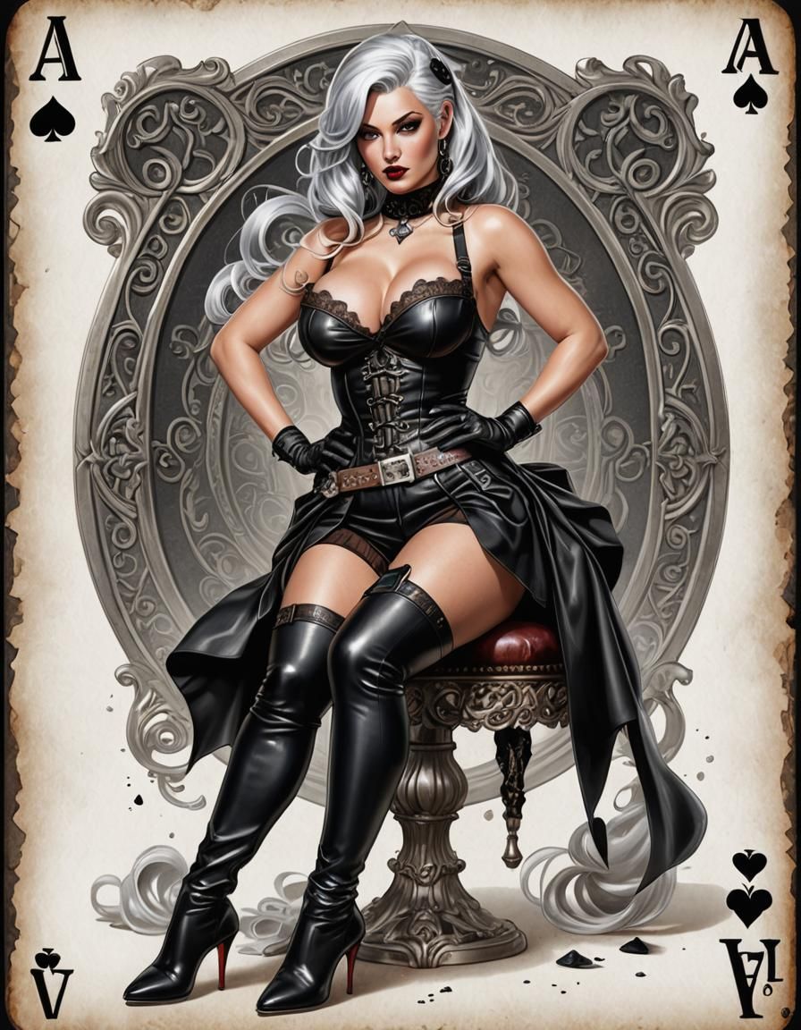 Ace of Spades Pinup Girl in Hyperrealistic Style