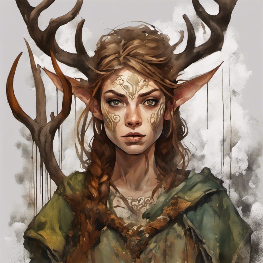 Wood Elf Druid in Graffiti Street Art Style