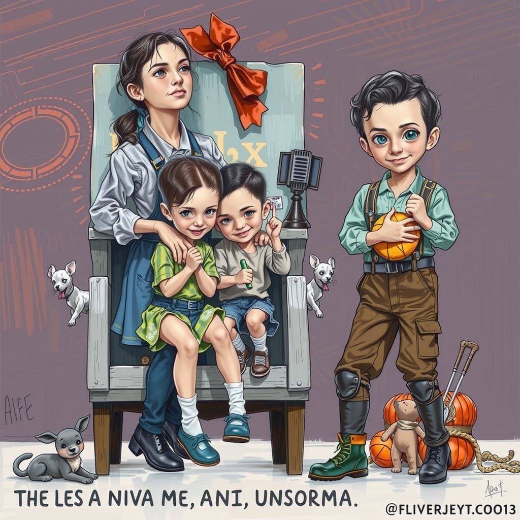 Children Playing Ball, Poster Art Style