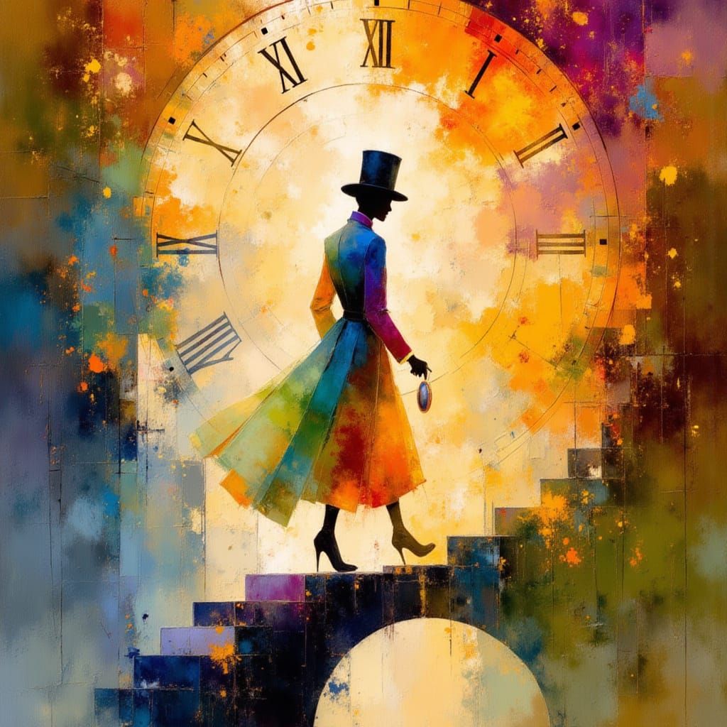 Timeless Traveler in Vibrant Bridge Portal