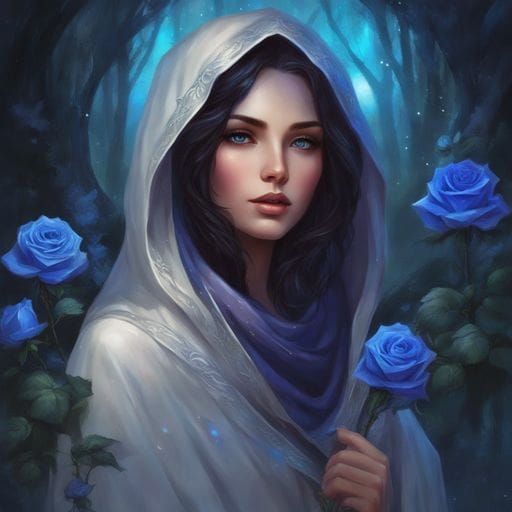 Ethereal Tatar Girl in Dark Magic Forest, Royo Style