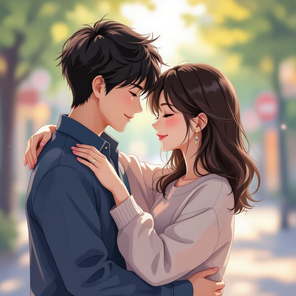 Tender Embrace in Anime Style