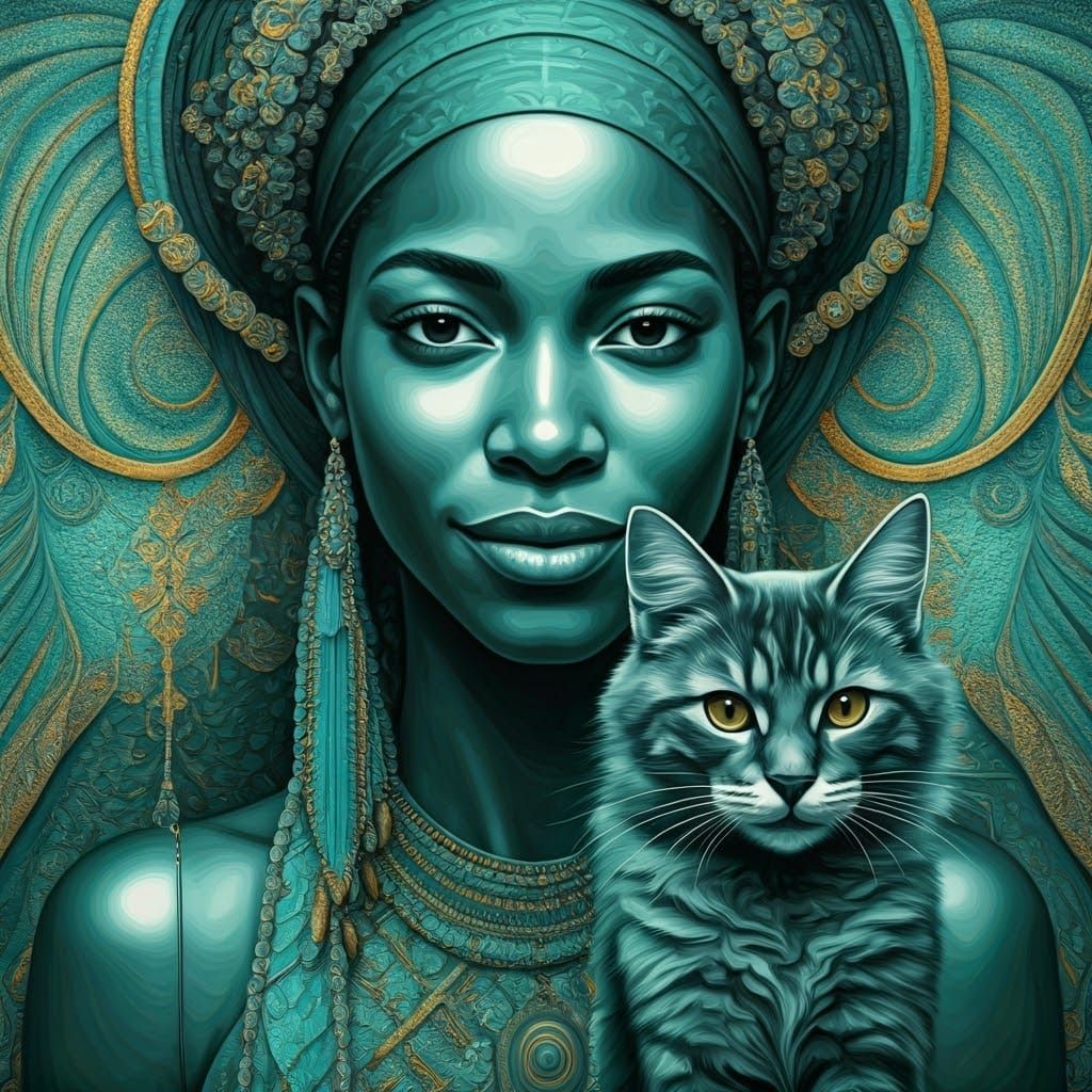 Turquoise Woman Radiates Joy in Exotic Harmony