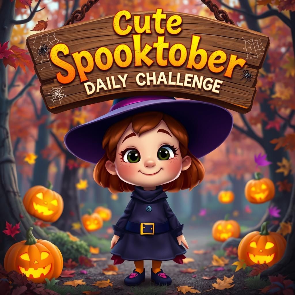 Charming Autumn Witch in Pixar Style