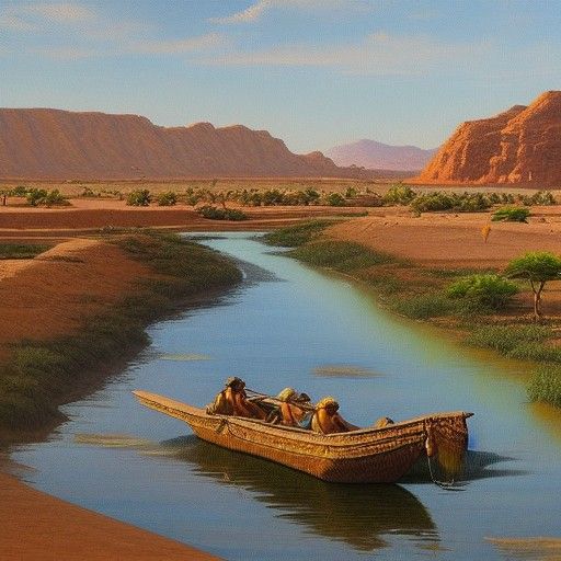 Atbara River Landscape in Oil Painting Style