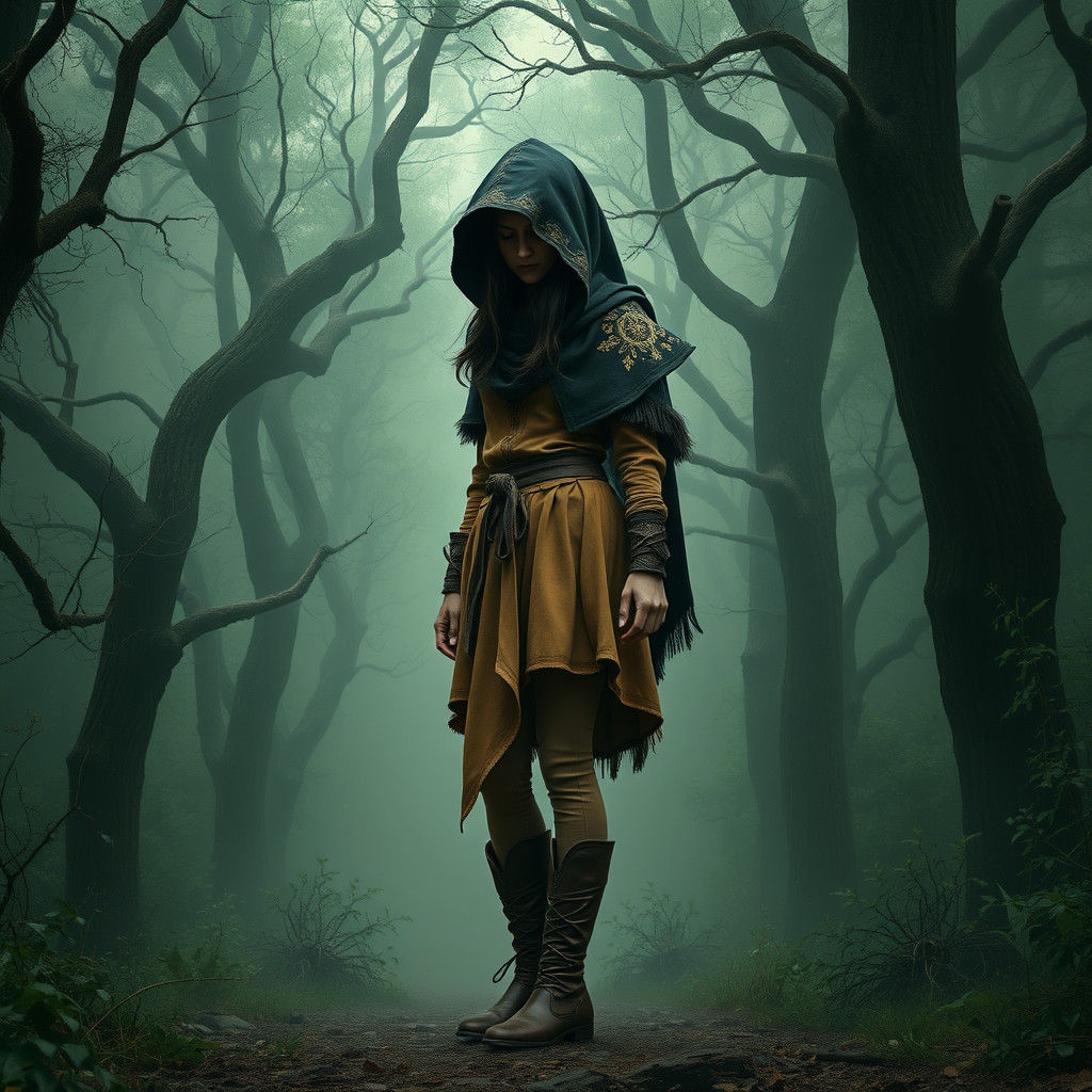 Misty Forest Huntress: A Digital Matte Painting