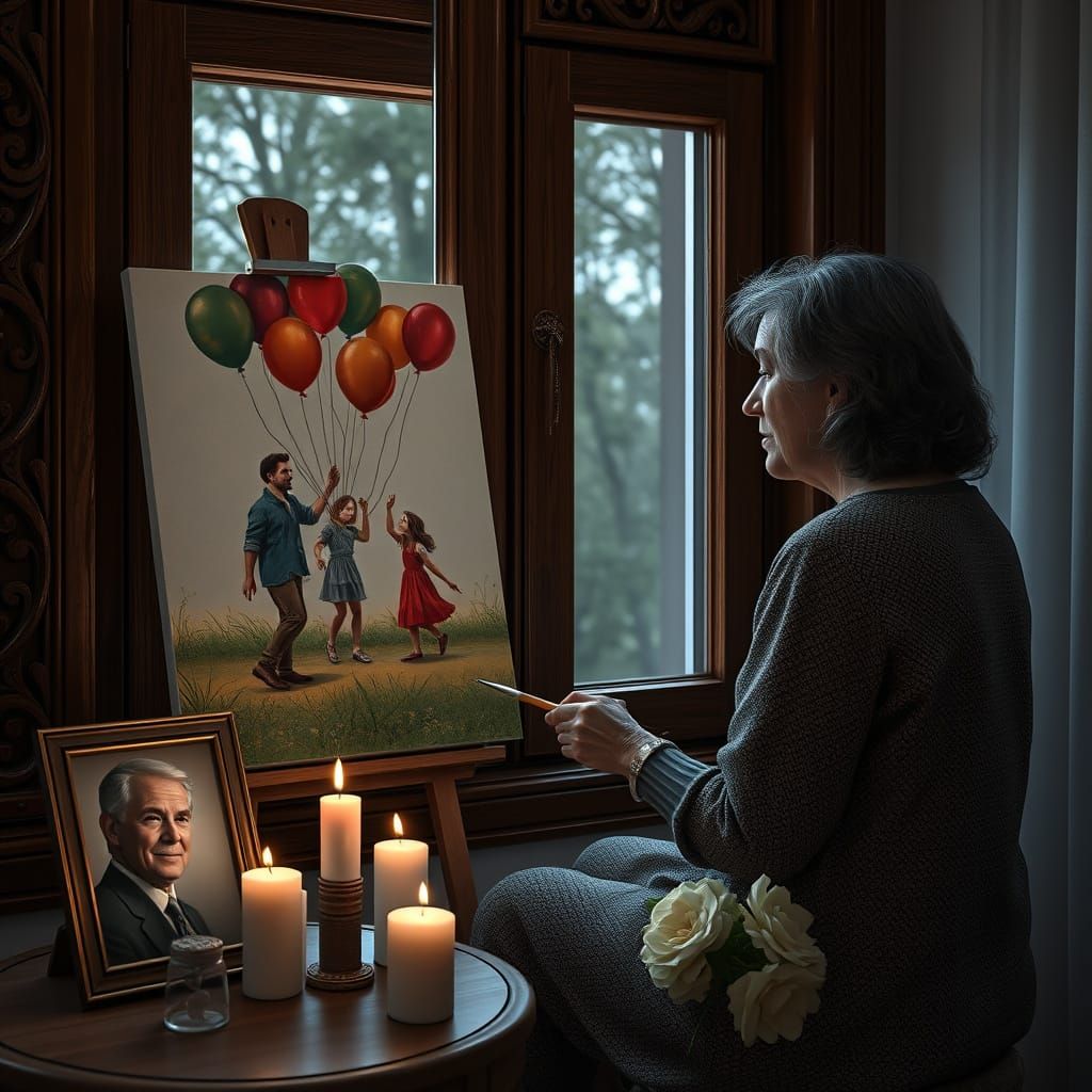 Father and Daughter in Joyful Moment, Painted with Love