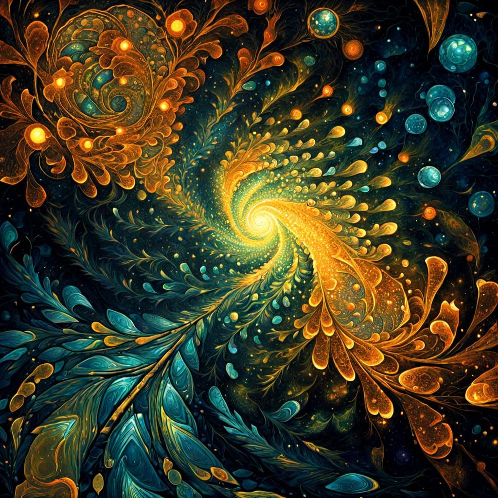 Vibrant Fractal Light in a Tessellation Artwork